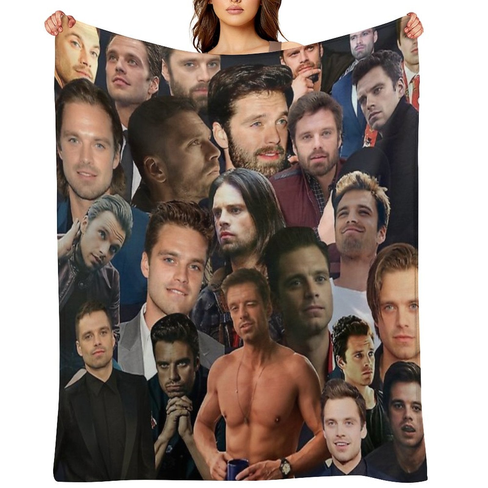 Sebastian Stan Photo Collage Eco-conscious Throw Blanket