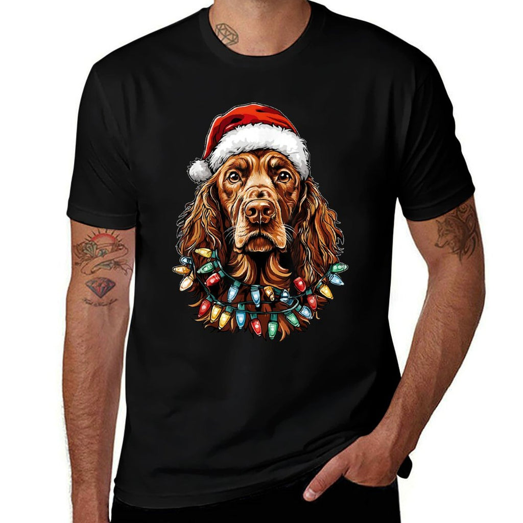 Irish Setter Dog Christmas Hat Xmas  Classic T-Shirt