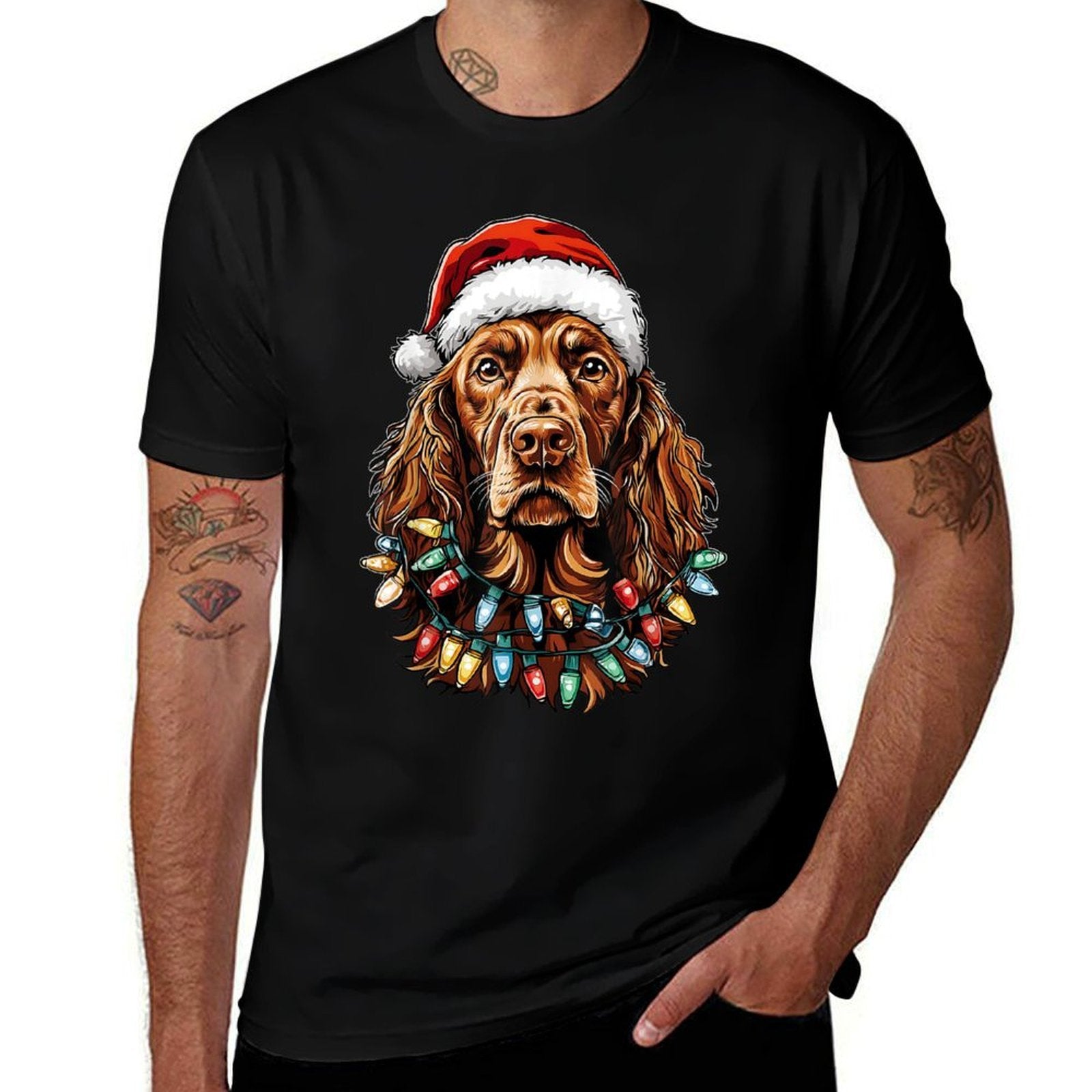 Irish Setter Dog Christmas Hat Xmas  Classic T-Shirt