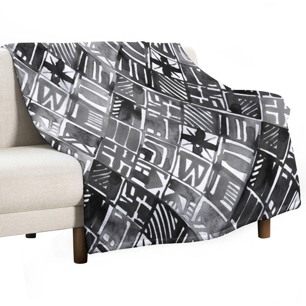 Classic Black Summer Geo Easy Care Throw Blanket