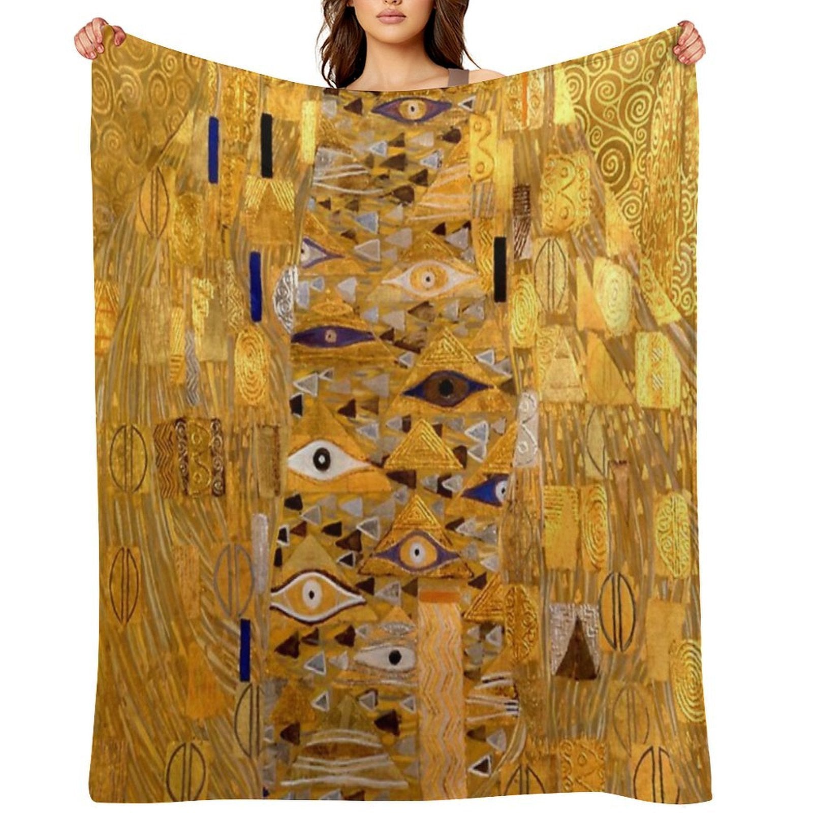 Adele Bloch-Bauer I - Detail by Gustav Klimt Gold Lightweight Throw Blanket