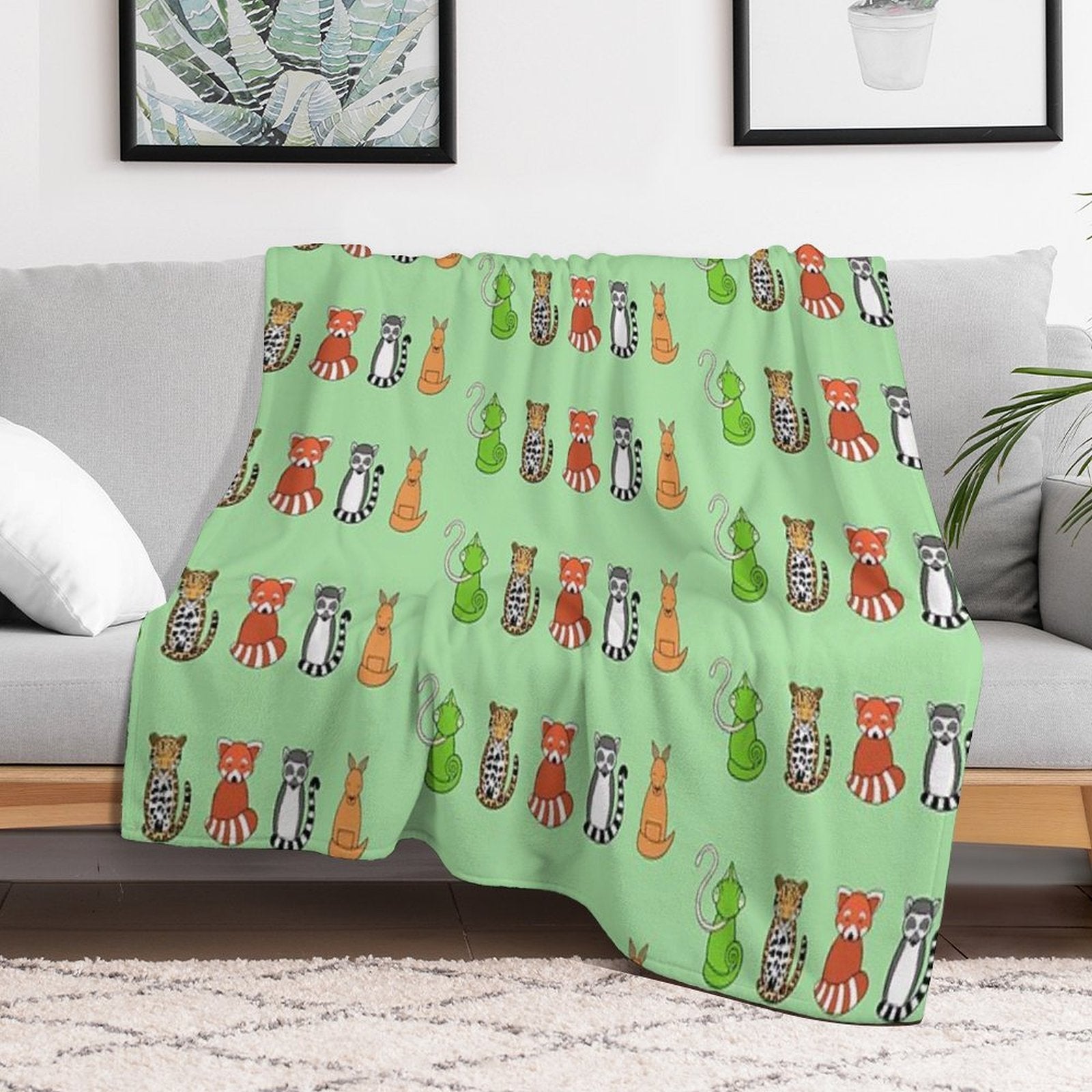 Exotic Critter Line-up Anti-pilling Throw Blanket