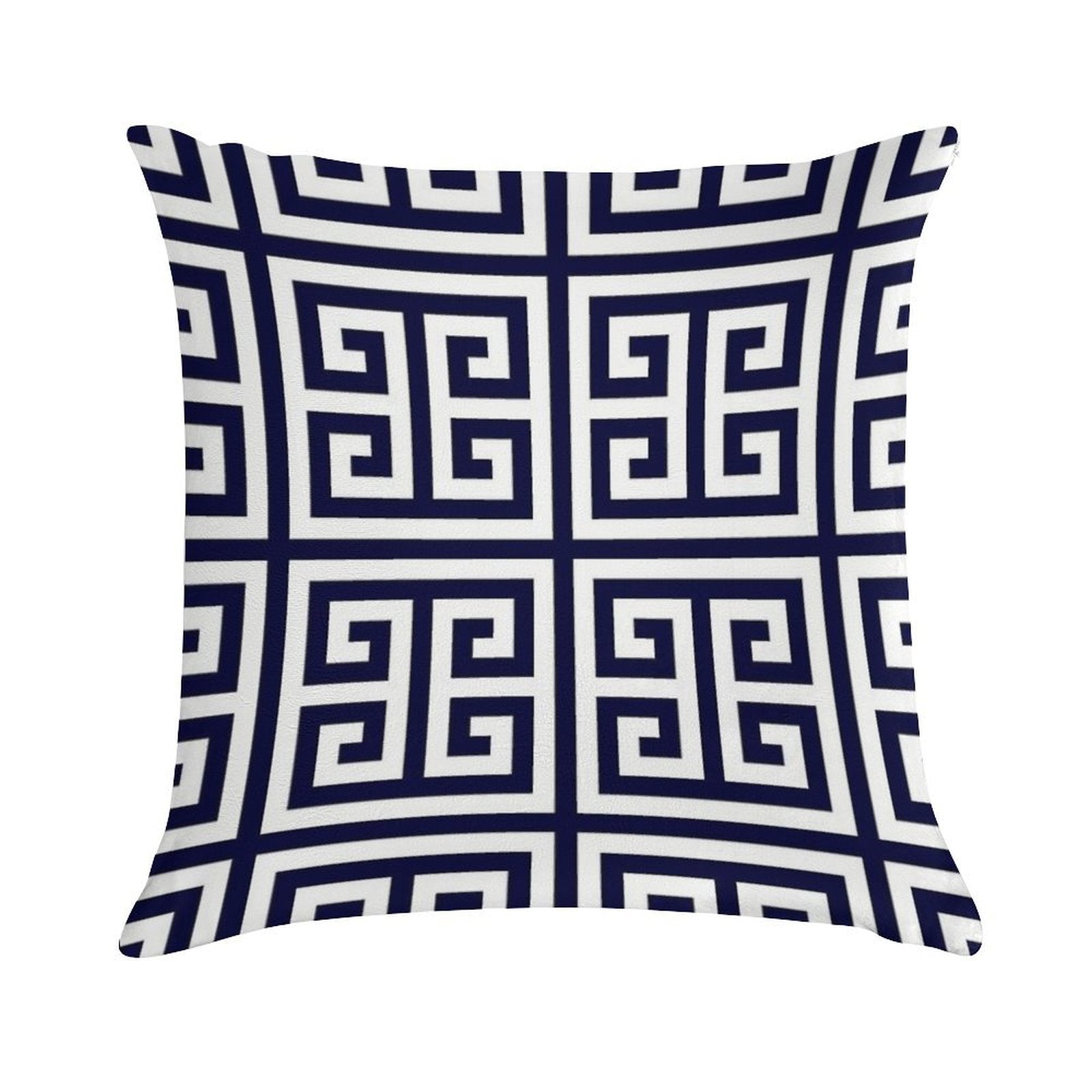 Greek Key Navy Blue And White Pattern Soft Multiple Sizes Throw Pillow