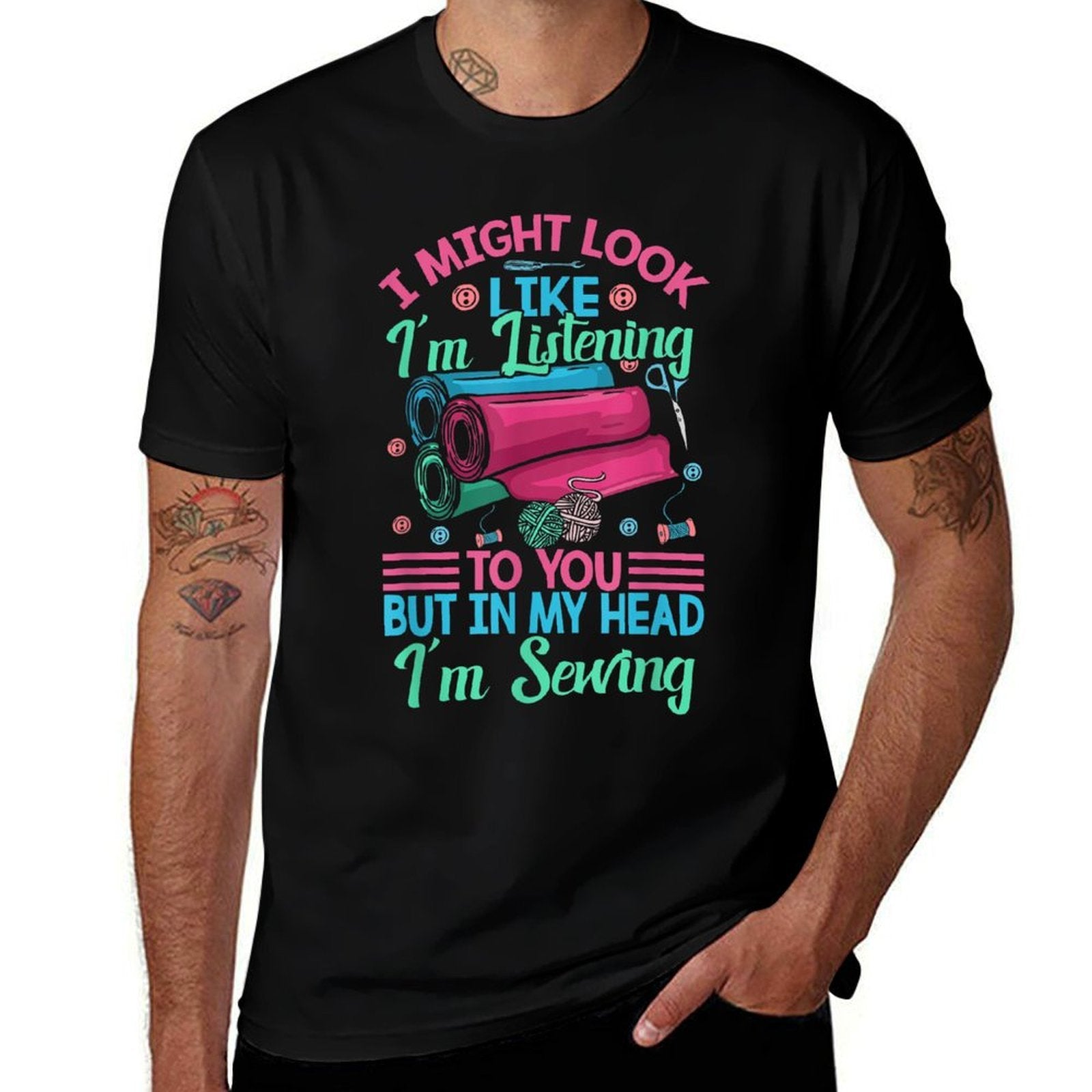 Quilting Yarn Graphic Design Seamstress Sewing Themed  Trendy Pattern T-Shirt