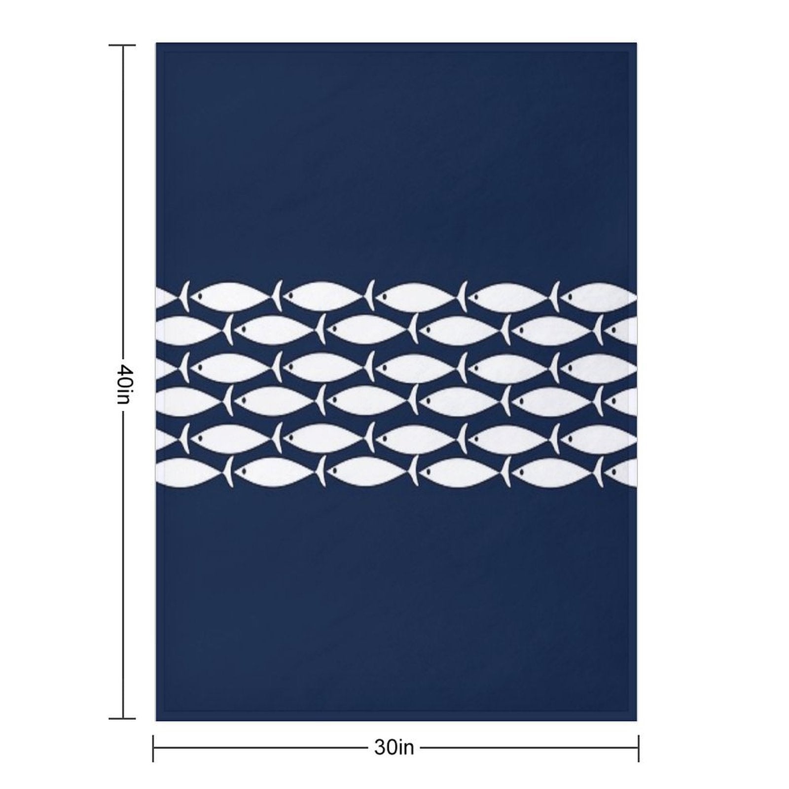 Fish Stripe 6 - Minimalist Midcentury Modern Fish in White And Nautical Navy Blue Eco-conscious Throw Blanket