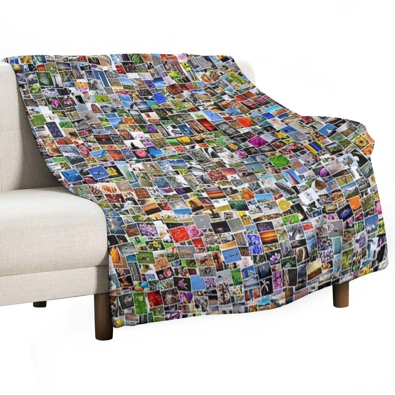 Art Abstract Retro Pattern Colorful Patchwork of Photos Gift-ready Throw Blanket