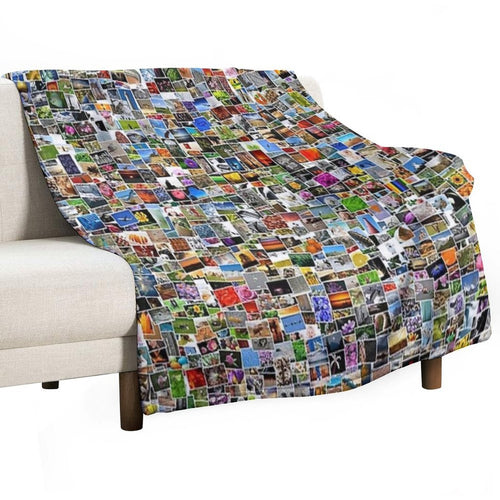 Art Abstract Retro Pattern Colorful Patchwork of Photos Gift-ready Throw Blanket