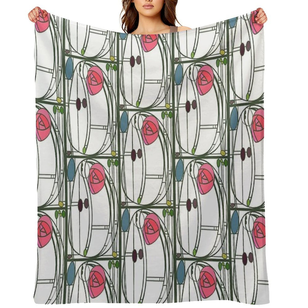 Charles Rennie MacIntosh Style Rose Panel Quick-dry Throw Blanket
