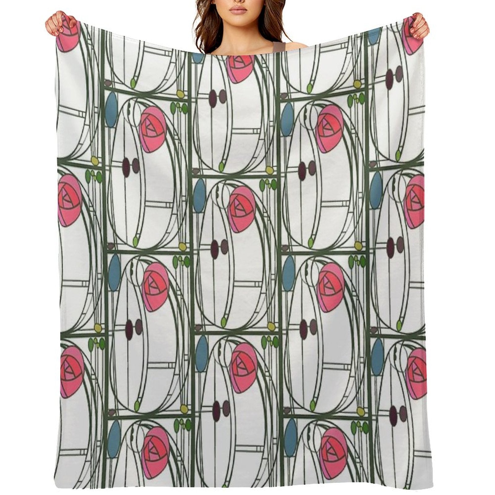 Charles Rennie MacIntosh Style Rose Panel Quick-dry Throw Blanket