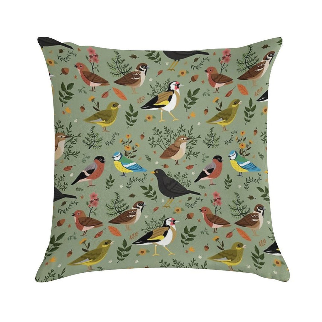 Garden Birds Soft Anti-Pilling Throw Pillow
