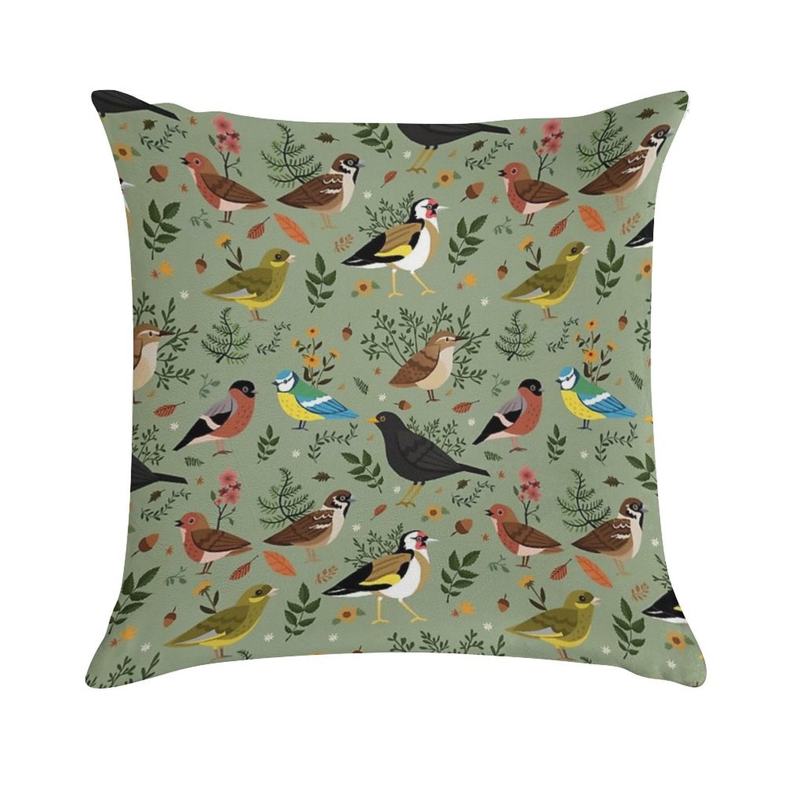 Garden Birds Soft Anti-Pilling Throw Pillow