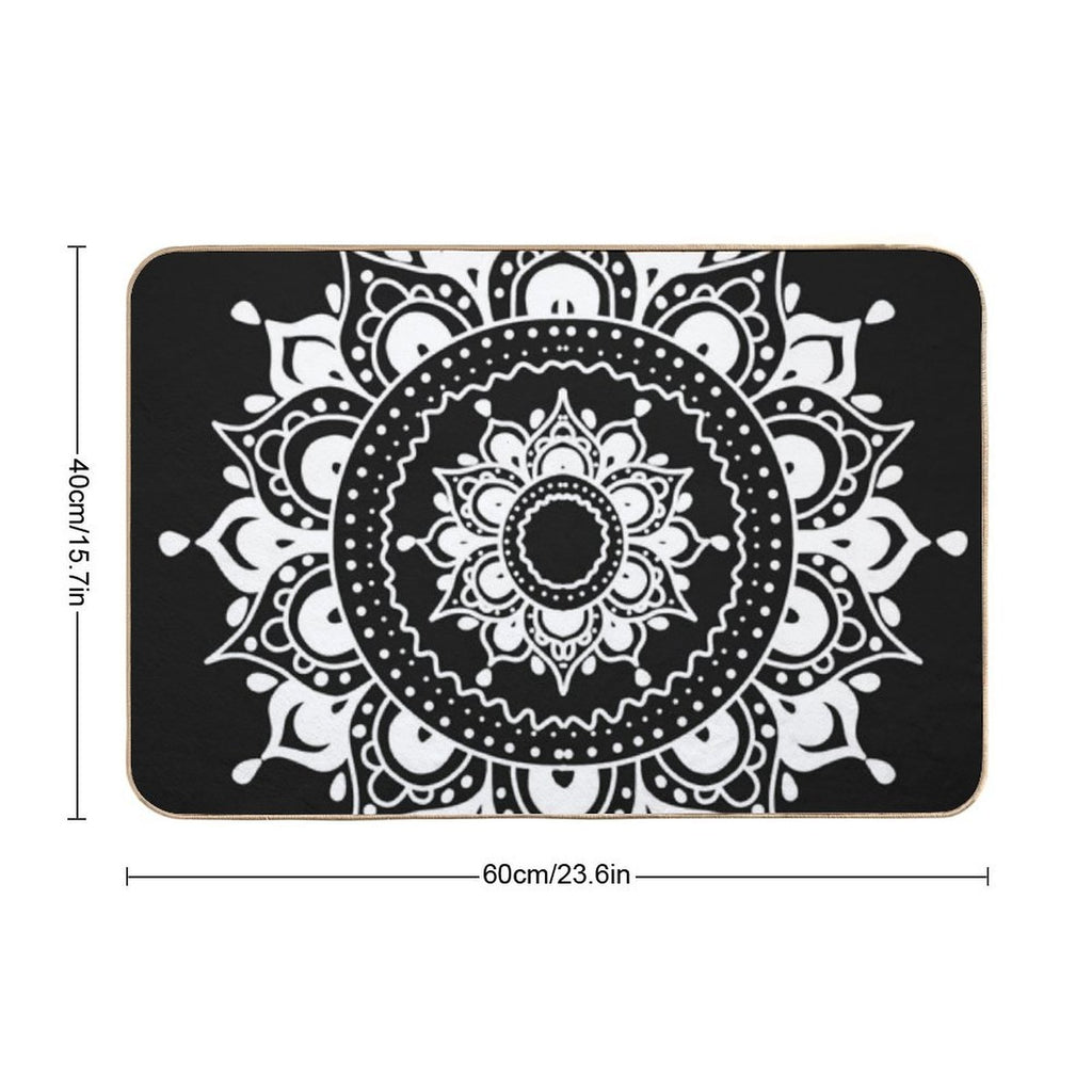 Classic Black And White Mandala Art  Easy To Clean Bath Mat