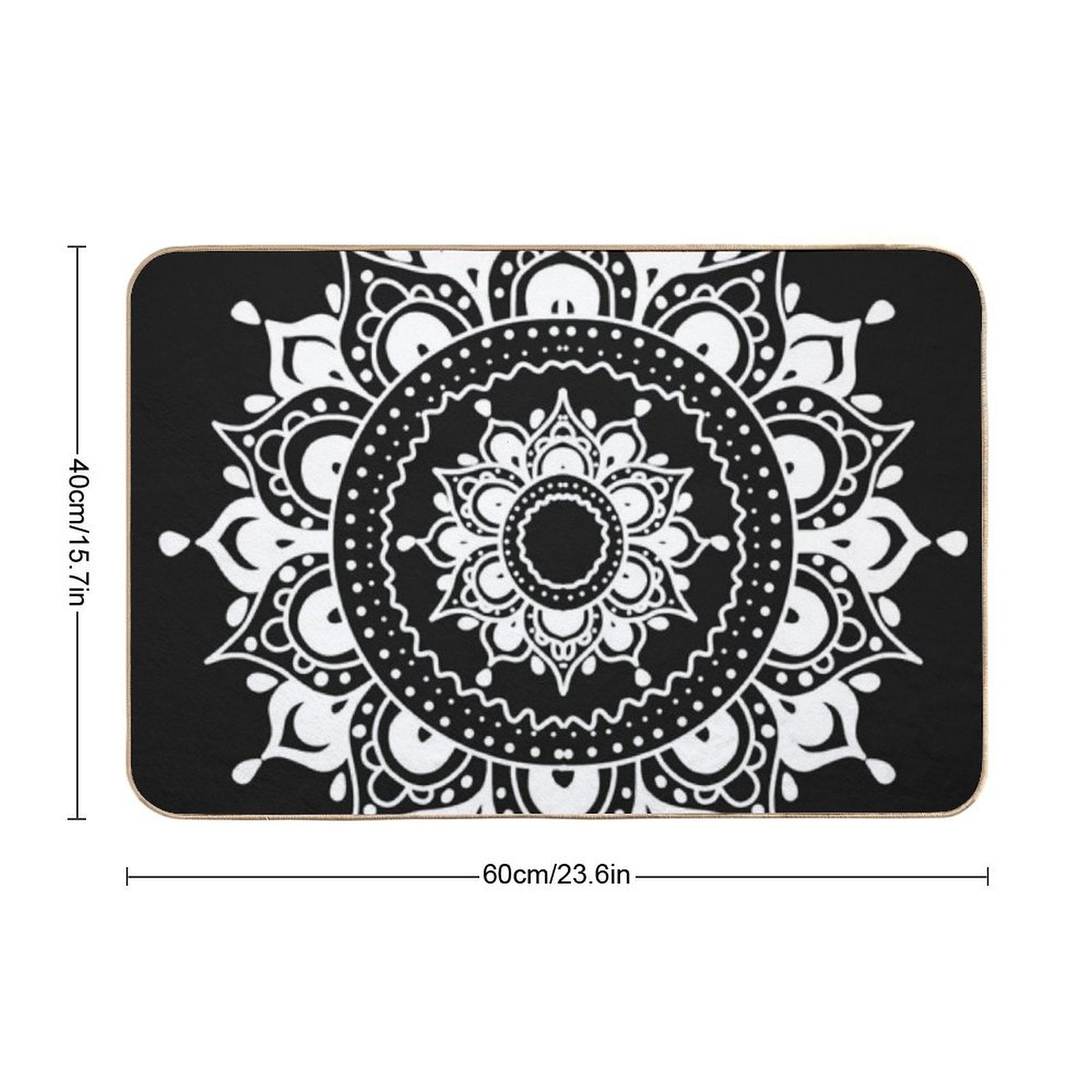 Classic Black And White Mandala Art  Easy To Clean Bath Mat