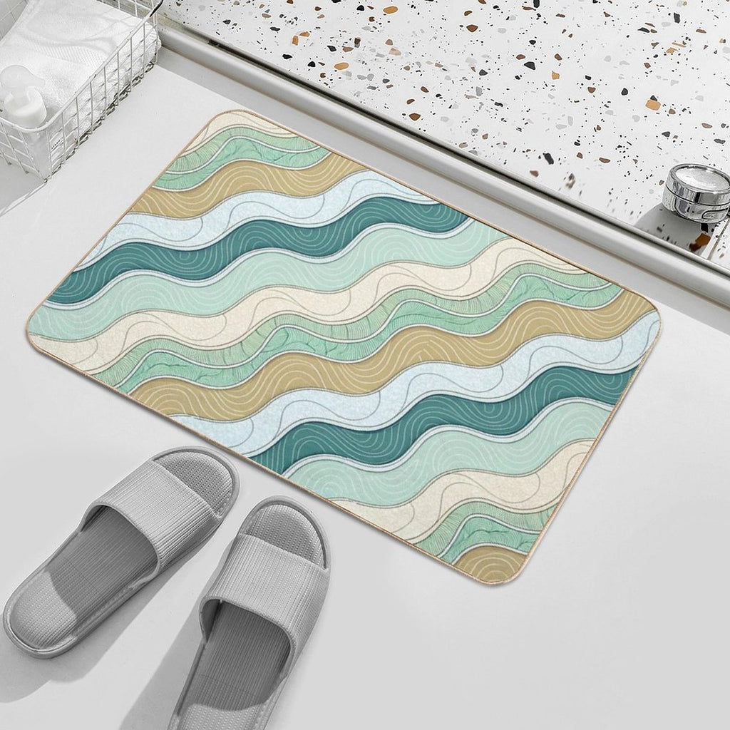 Beach Wave Pattern  Non-Slip Bath Mat