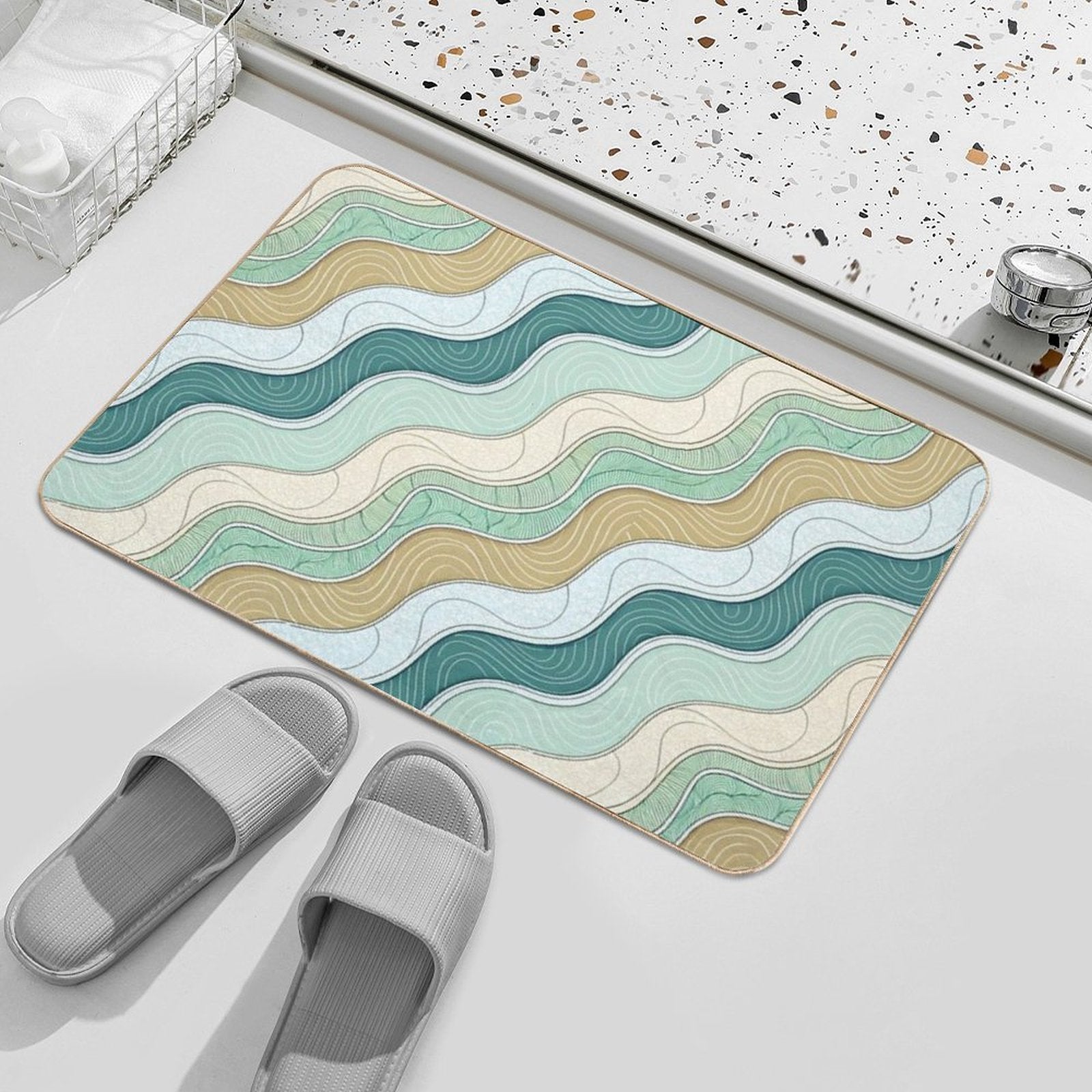 Beach Wave Pattern  Non-Slip Bath Mat