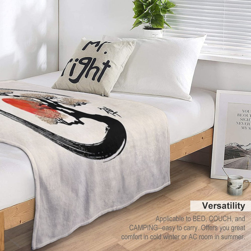 Enso Circle And Bonsai Tree on Canvas Sustainable Throw Blanket