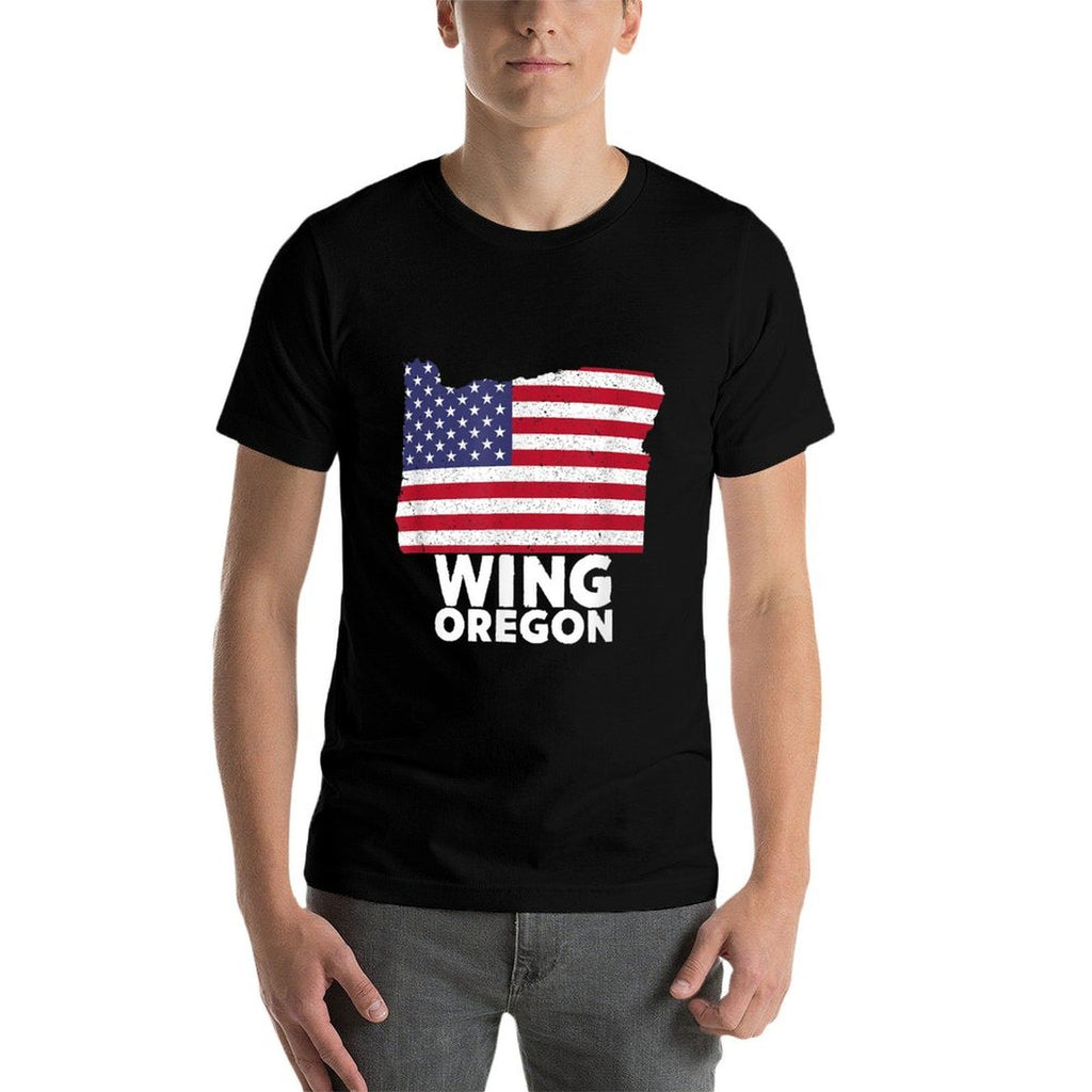Distressed Patriotic USA Wing, Oregon  Eco-friendly Material T-Shirt