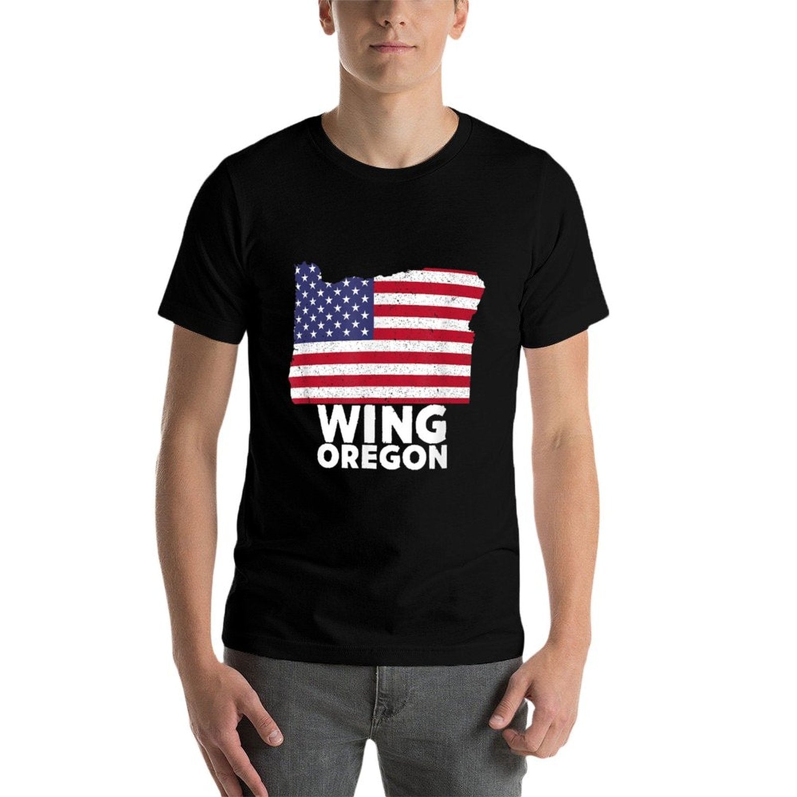 Distressed Patriotic USA Wing, Oregon  Eco-friendly Material T-Shirt
