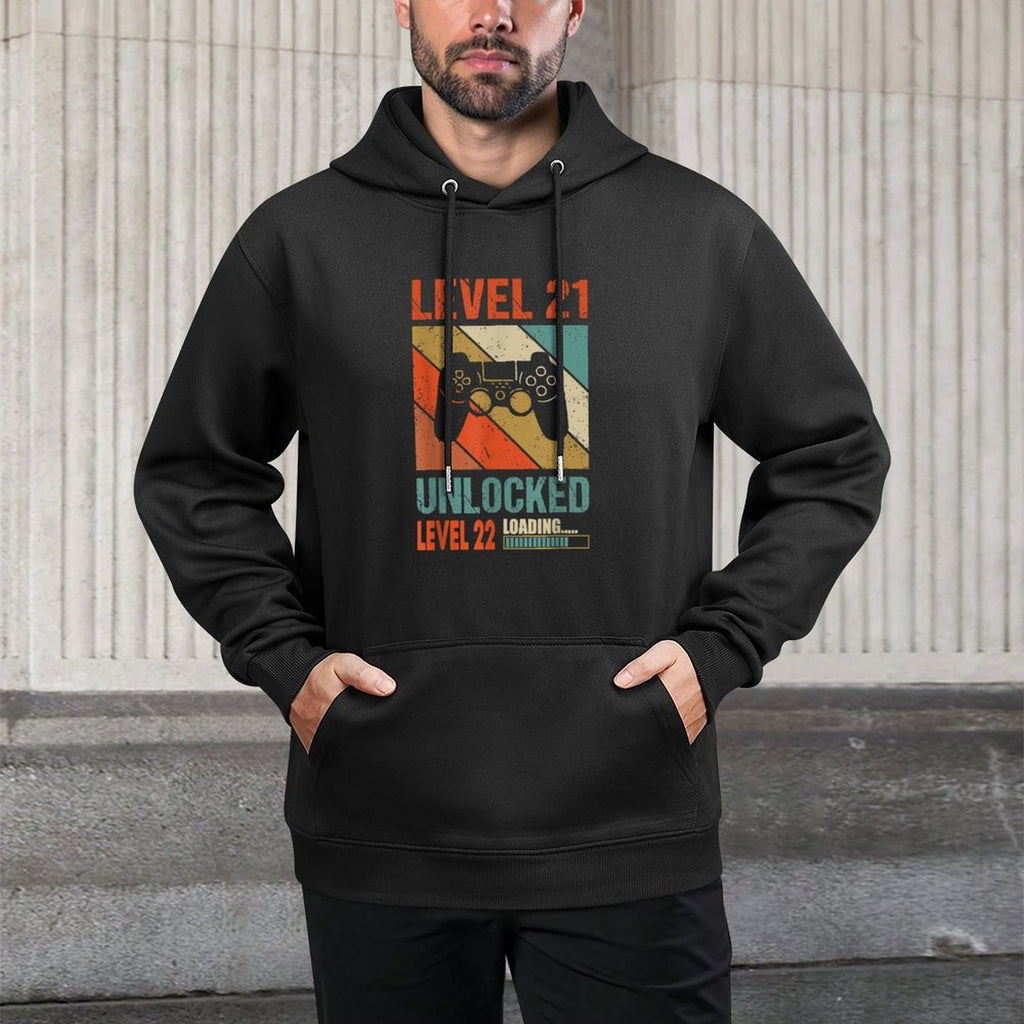 Vintage Level 21 Unlocked Video Gamer Funny 21st Birthday Customizable Surface Hoodie
