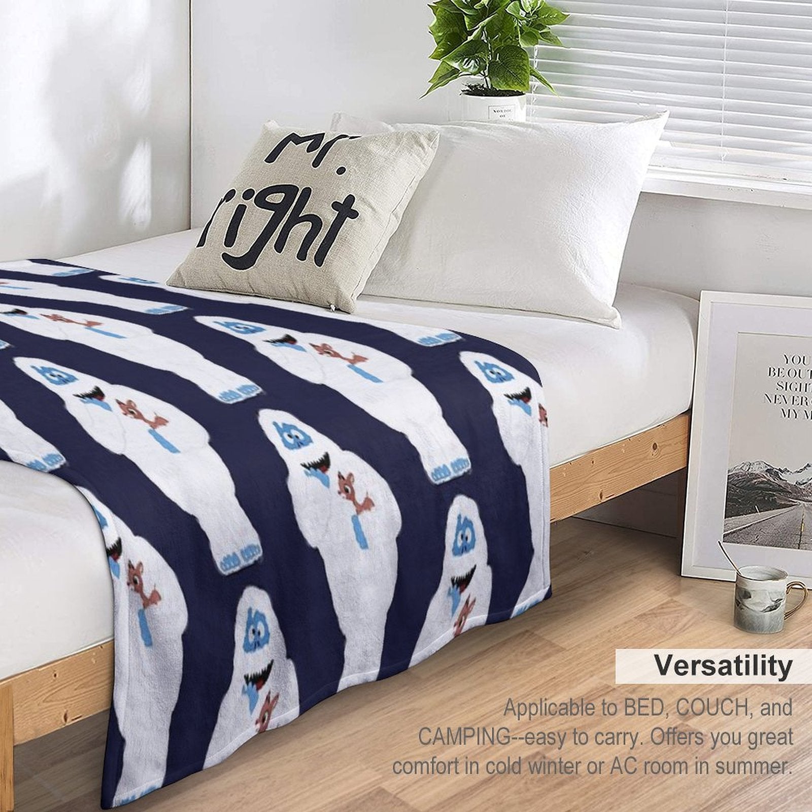 Classic Christmas Abominable Snowman with Rudolph © GraphicLoveShop Eco-conscious Throw Blanket