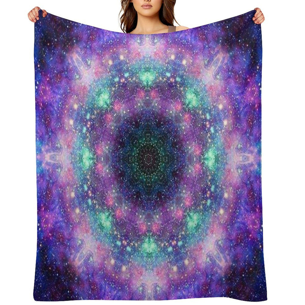 Trippy Purple Space Mandala All-season Throw Blanket