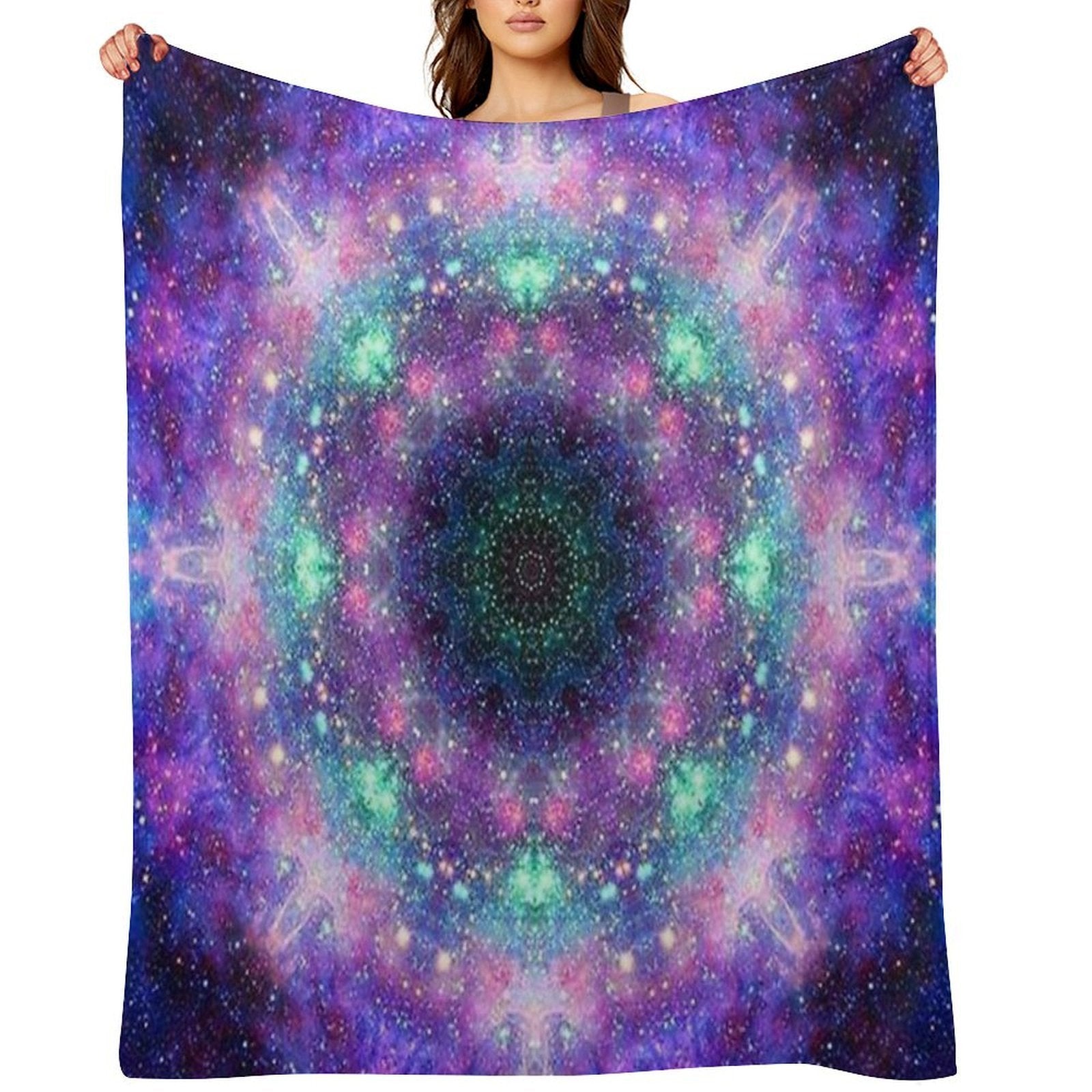 Trippy Purple Space Mandala All-season Throw Blanket