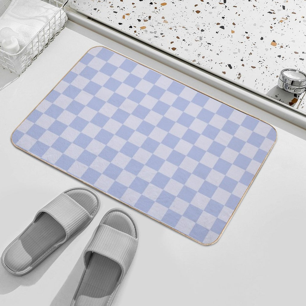 Checkerboard Mini Check Pattern in Double Pale Periwinkle Purple  Dirt-Trapping Bath Mat