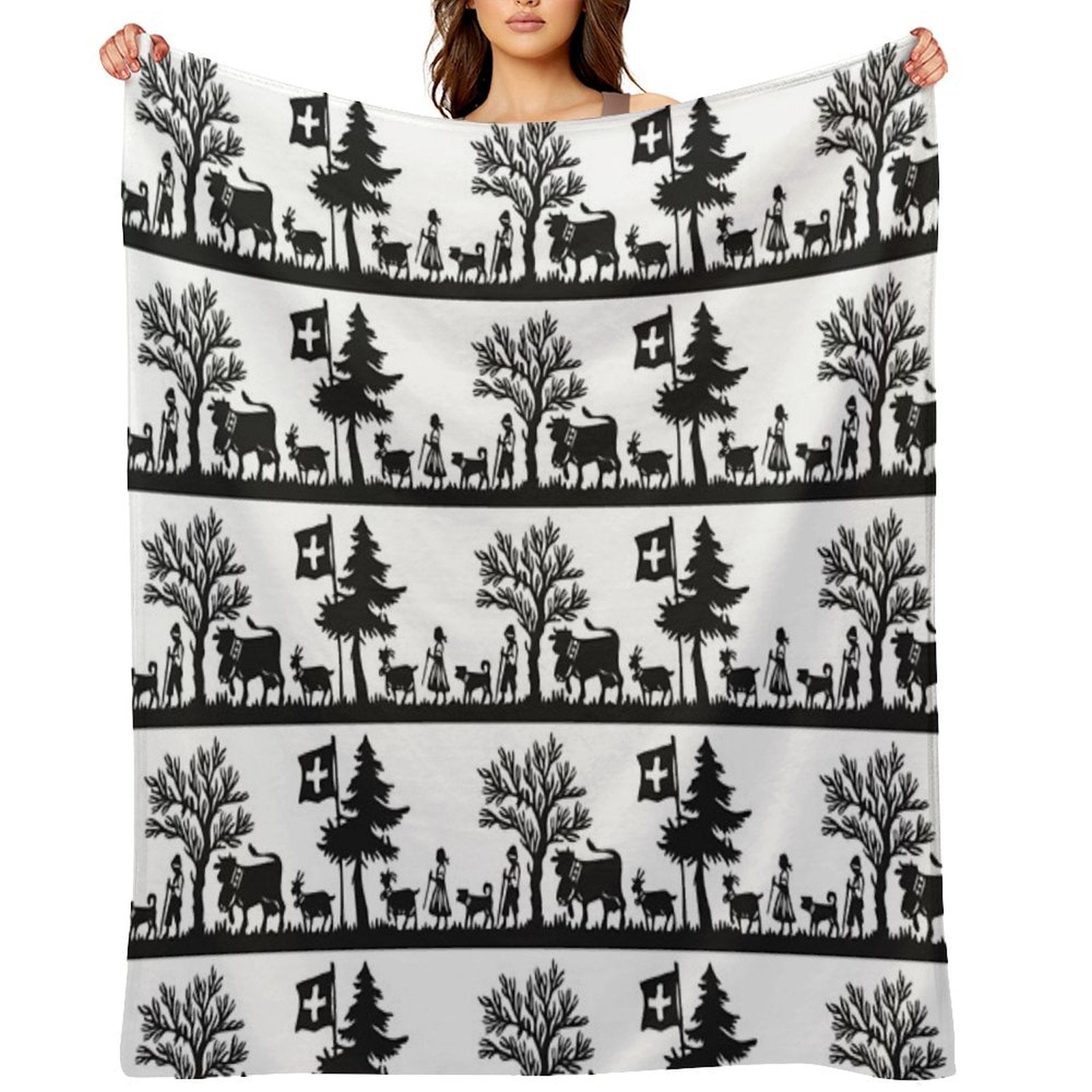 Paper Cutting from Switzerland Durable Throw Blanket