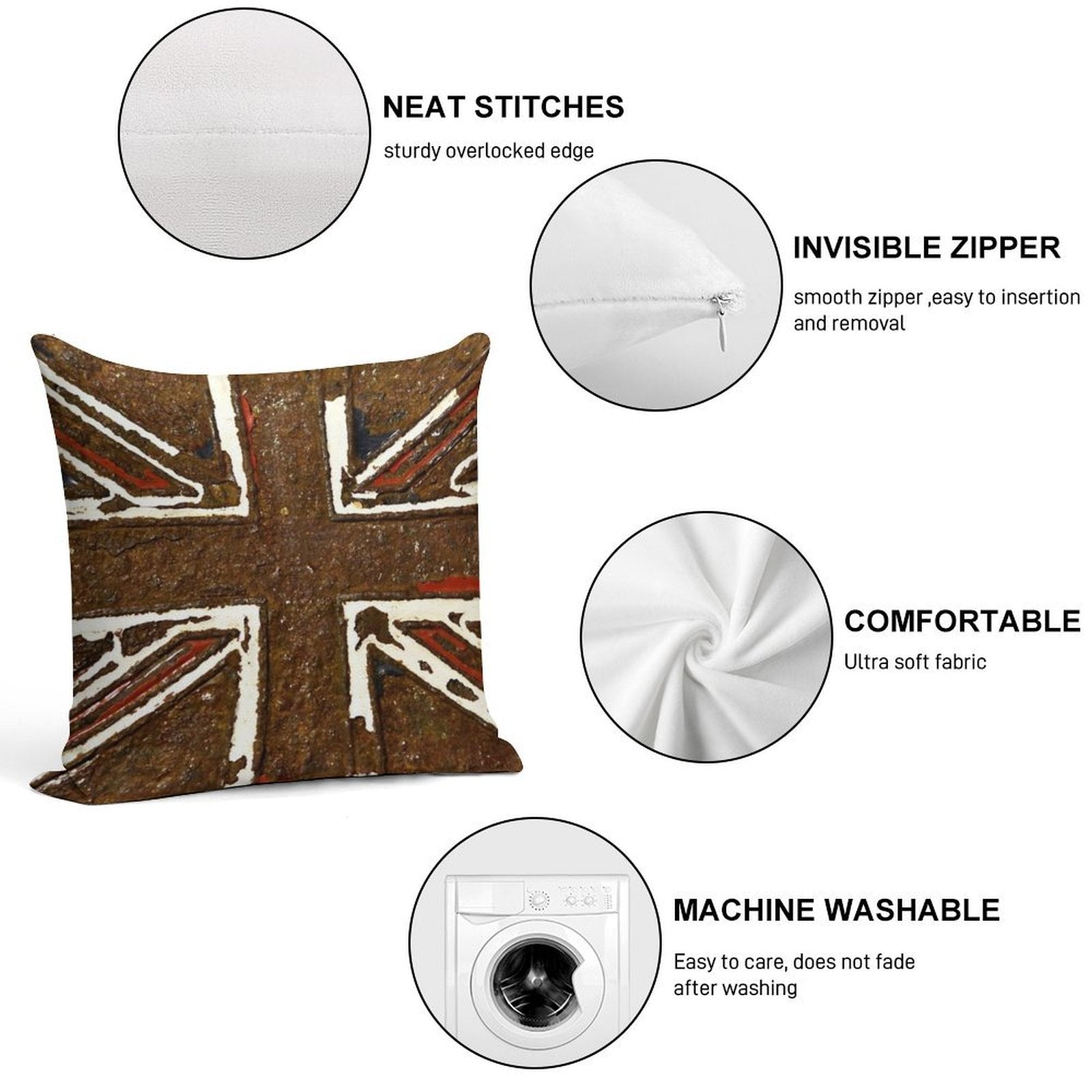Union Jack The Rusted Soft Ultra-Soft Texture Throw Pillow