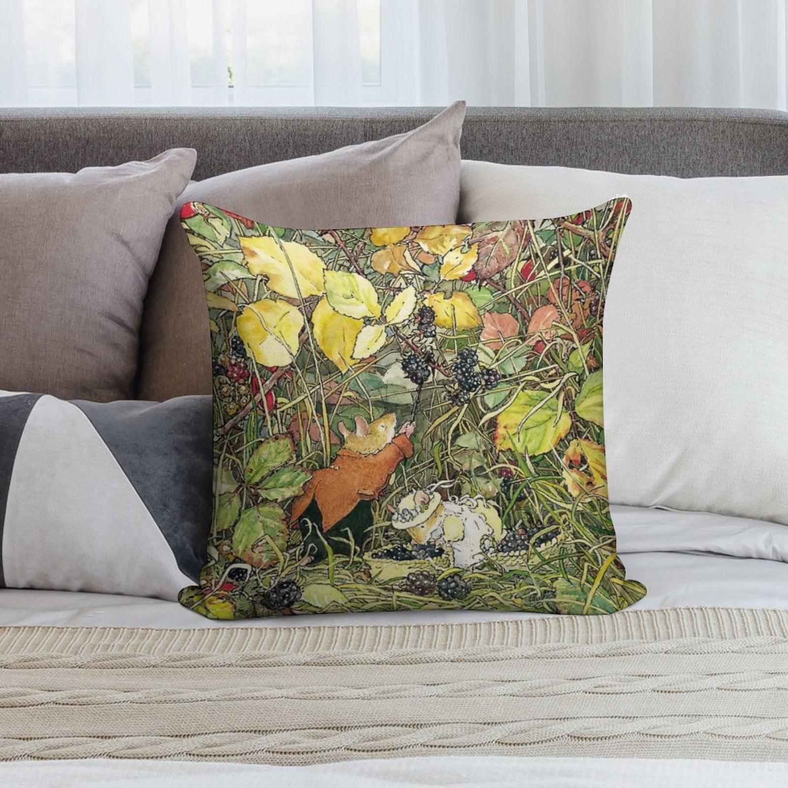 Blackberry Picking Soft Home Decor Throw Pillow