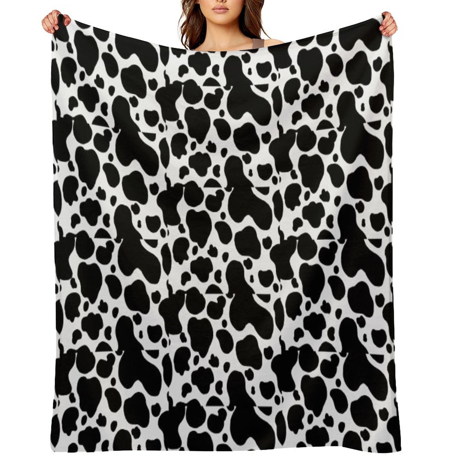 Cow Print Shrink-resistant Throw Blanket