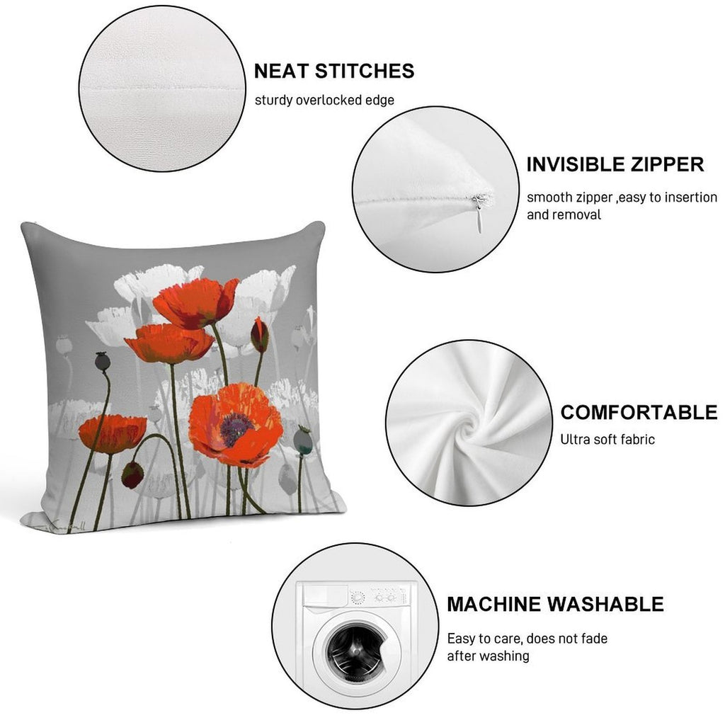 POPPIES Soft Shrink-Resistant Throw Pillow