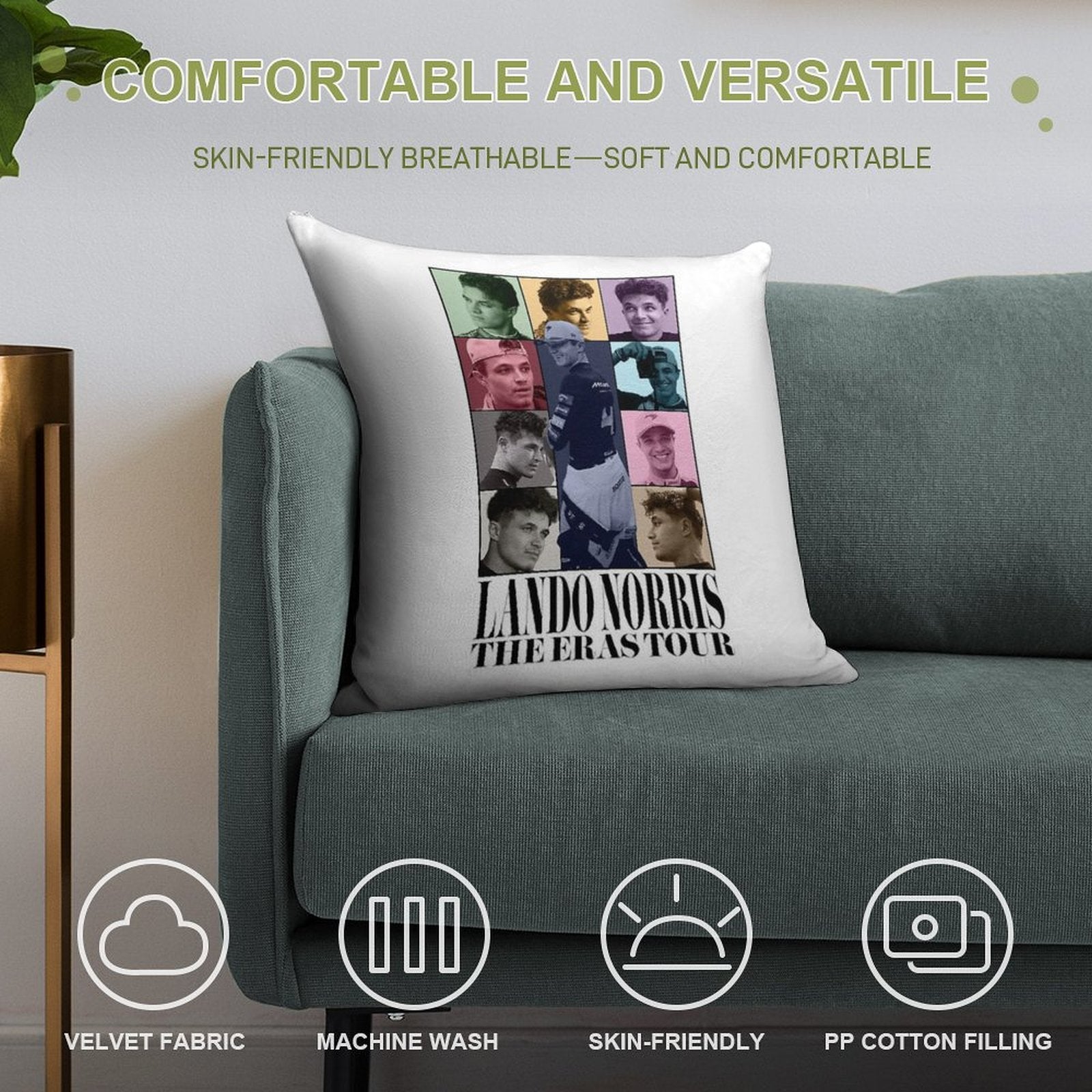 Lando Norris  The Eras Tour Soft Easy Maintenance Throw Pillow