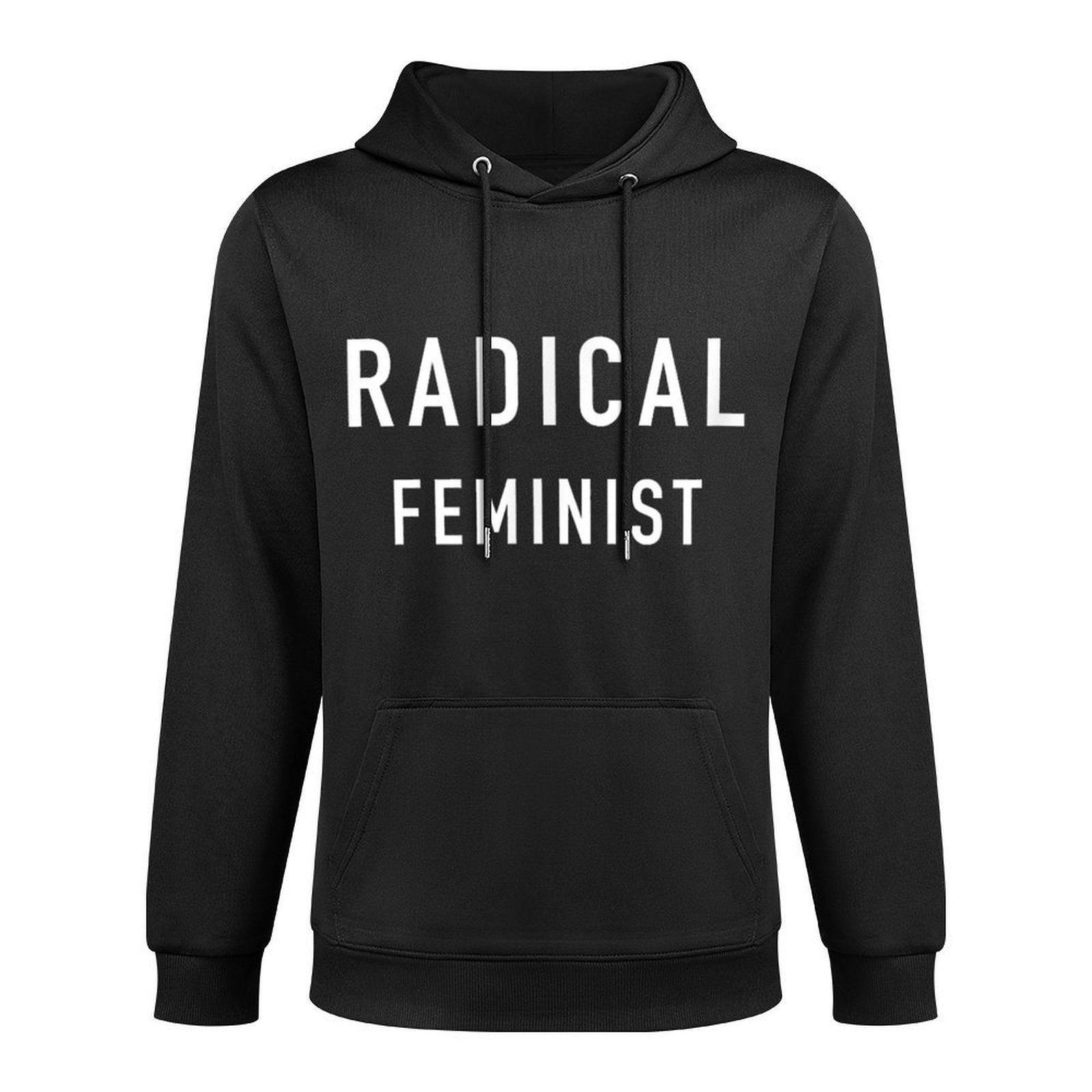RADICAL FEMINIST David Apparel Mens Black X-Small Classic Fit Crew Neck Shrink-Resistant Hoodie