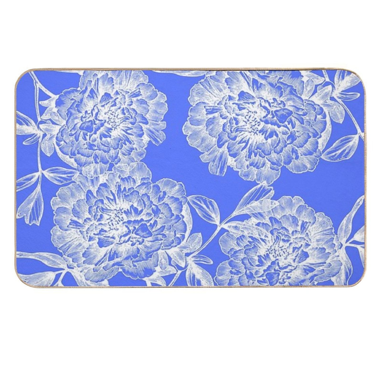 Sky Blue Peonies  Easy Maintenance Bath Mat