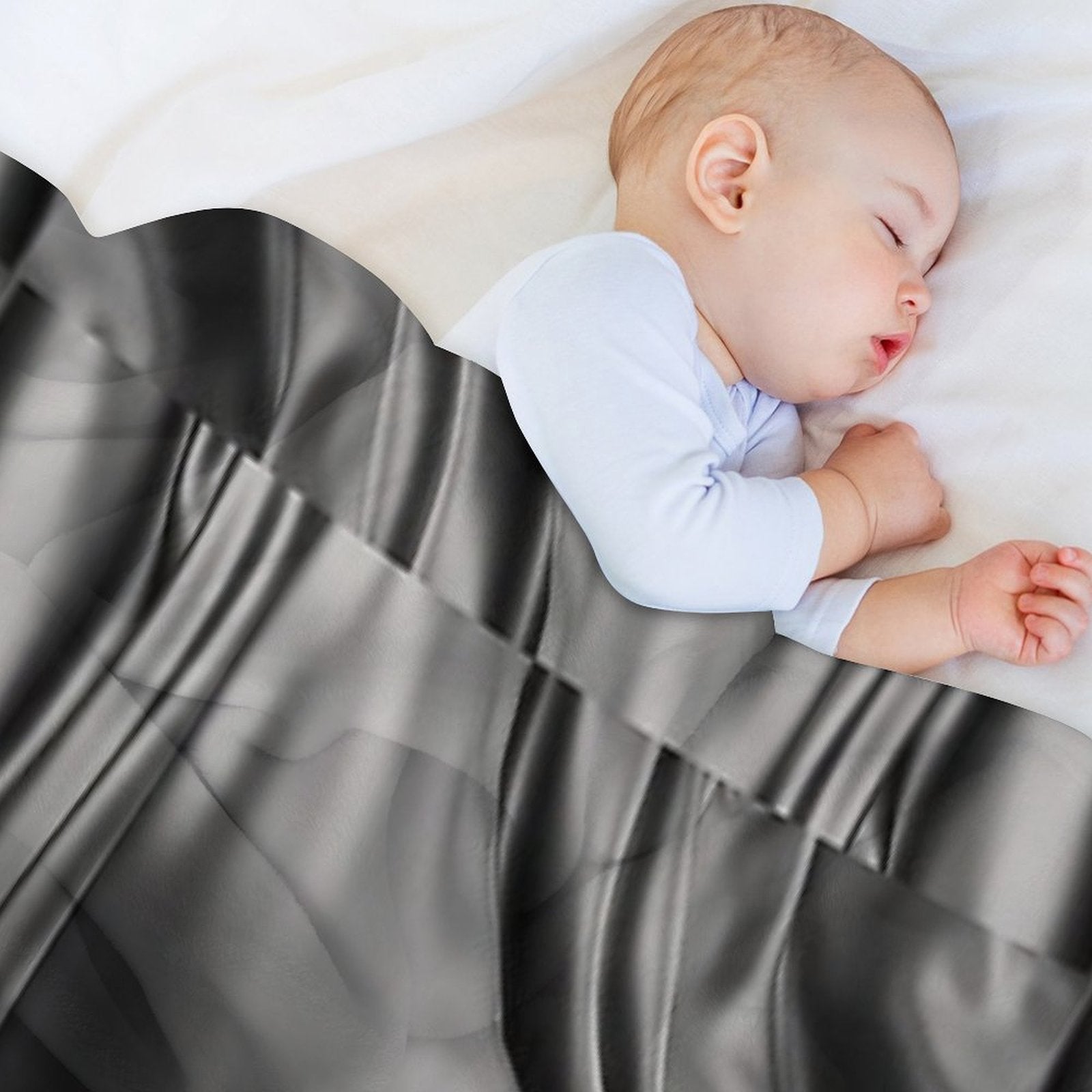 Dark Gray Black Abstract Swirls Wavy Spiral Textures Silk Satin Comfort Throw Blanket