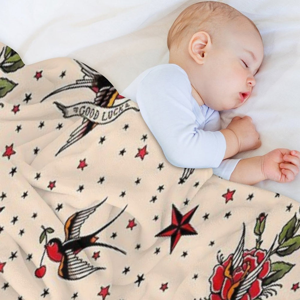Tattoo Flash Machine-washable Throw Blanket