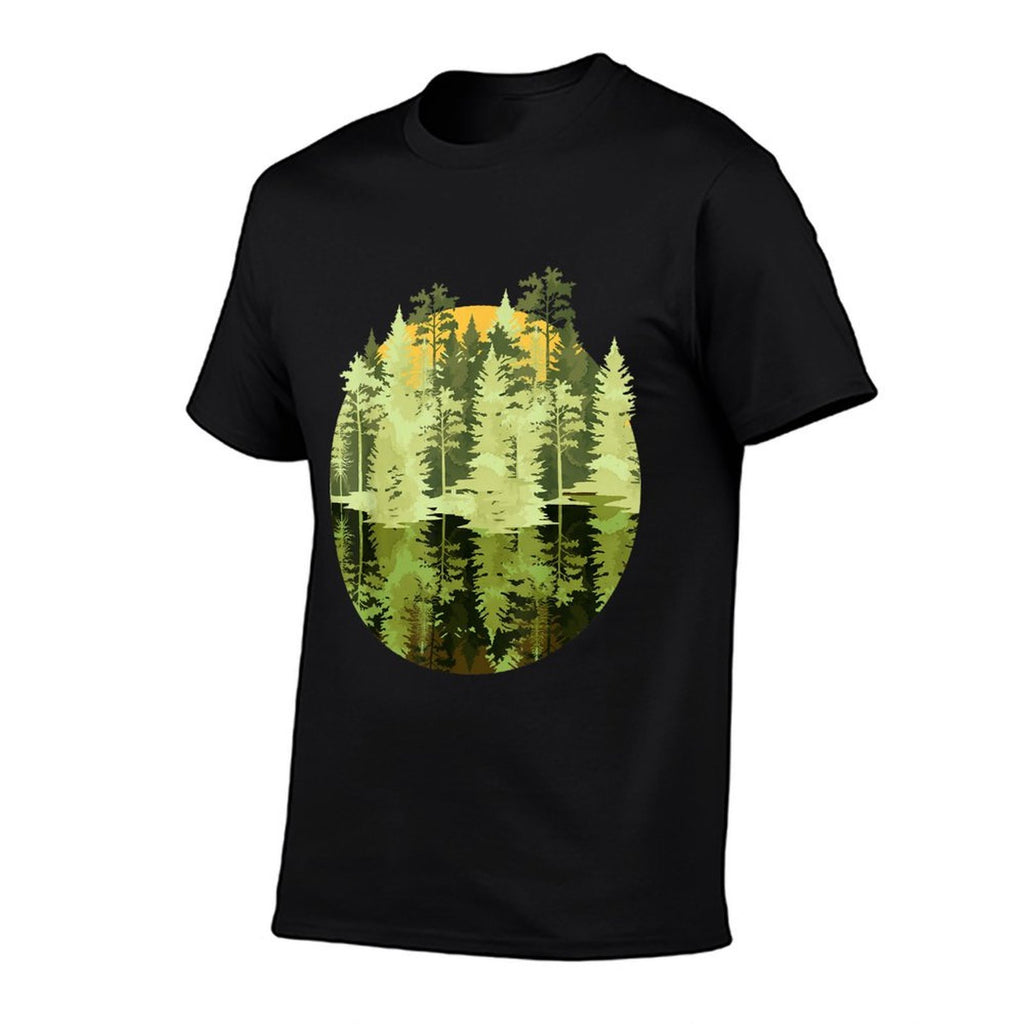 Wildlife Forest Trees Reflection Outdoors Nature  Easy-care T-Shirt