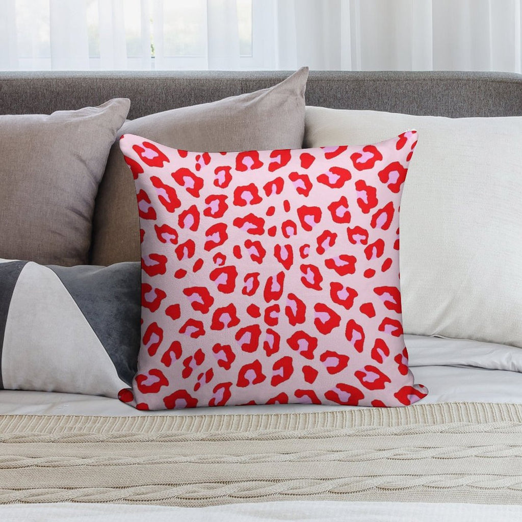 Leopard Print - Red And Pink Original Soft Reinforced Edging Throw Pillow