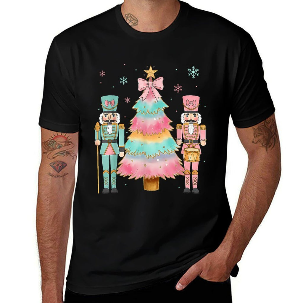 Pastel Nutcracker Soldier Pink Bow Christmas Tree Women Girl  Odor-resistant T-Shirt