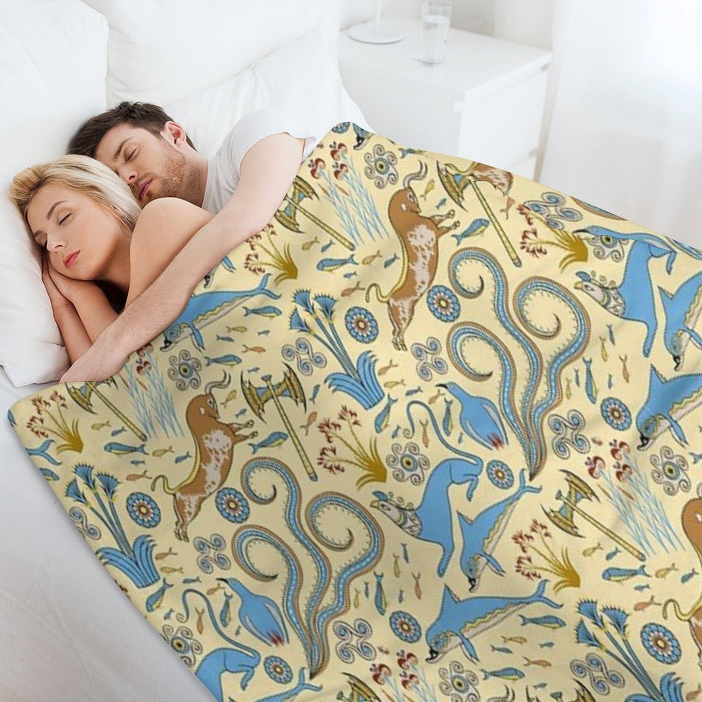 Minoan Fresco Motifs Pattern All-season Throw Blanket