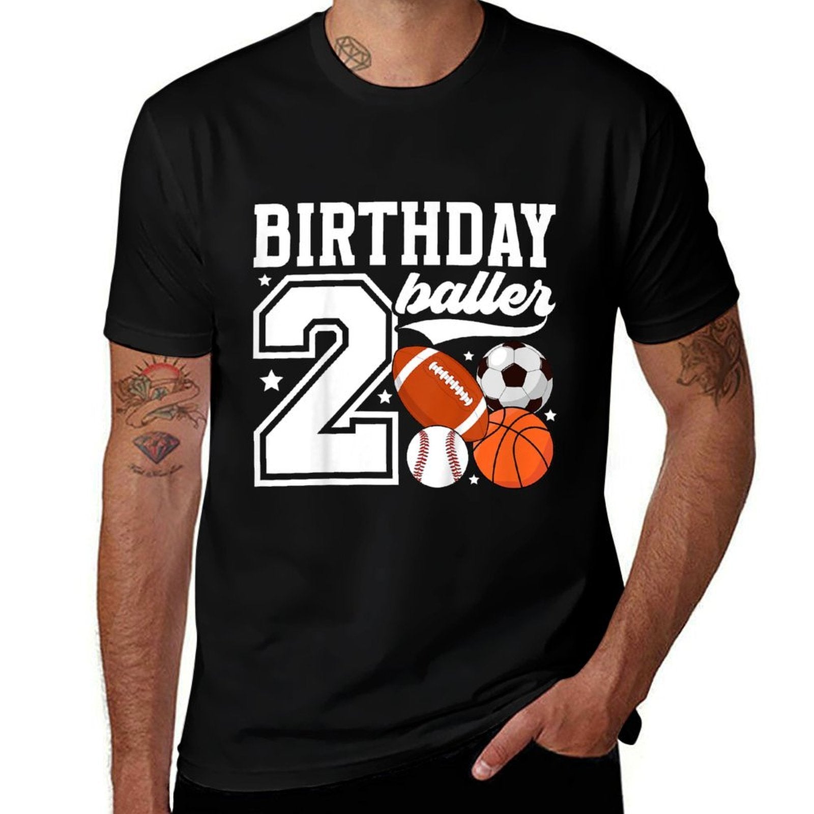 Kids 2nd Birthday Sports Birthday Party Two Year Old Boy  Ribbed Collar T-Shirt