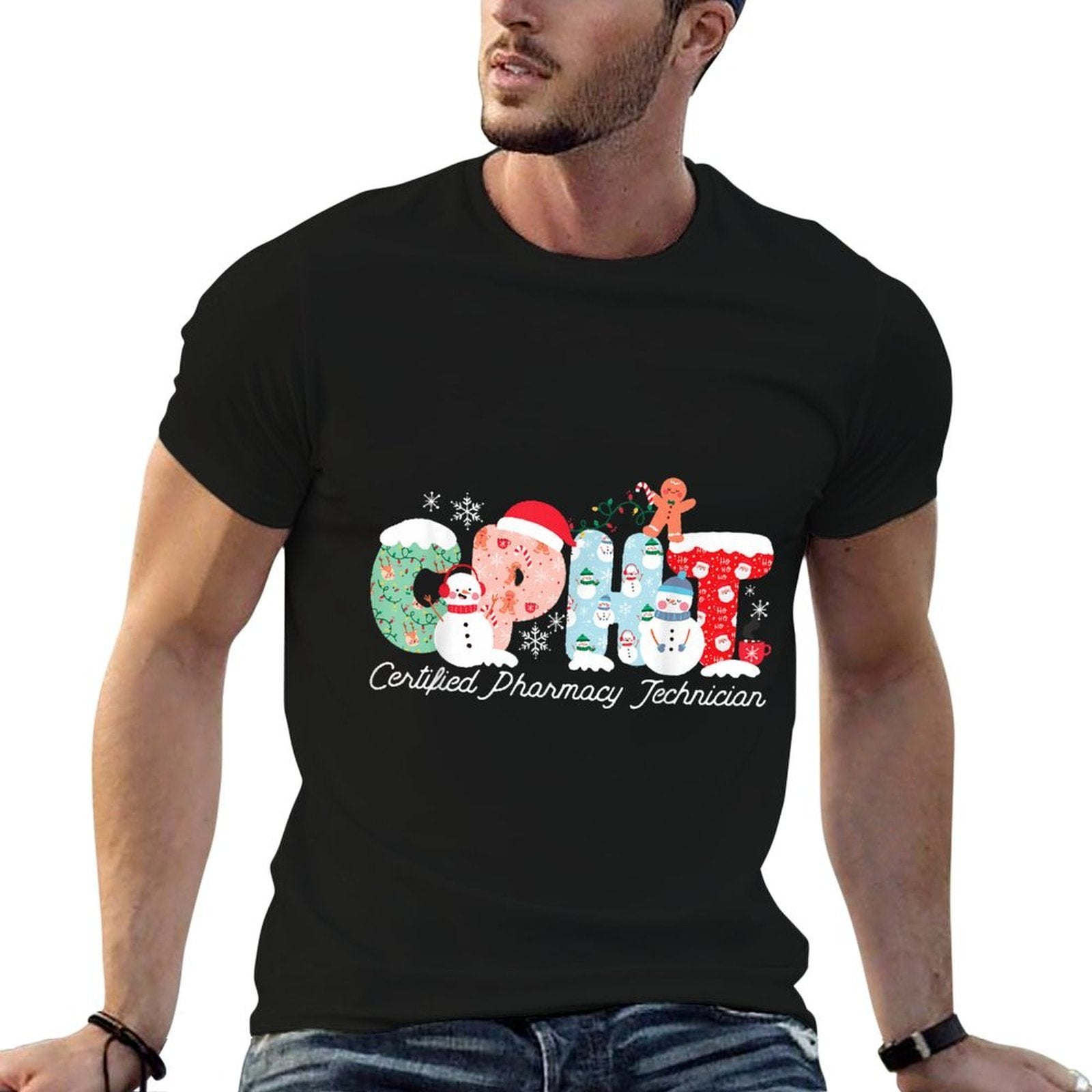 Pharmacy Tech Technician Pharmacist Student Christmas Cpht  Wrinkle-resistant T-Shirt