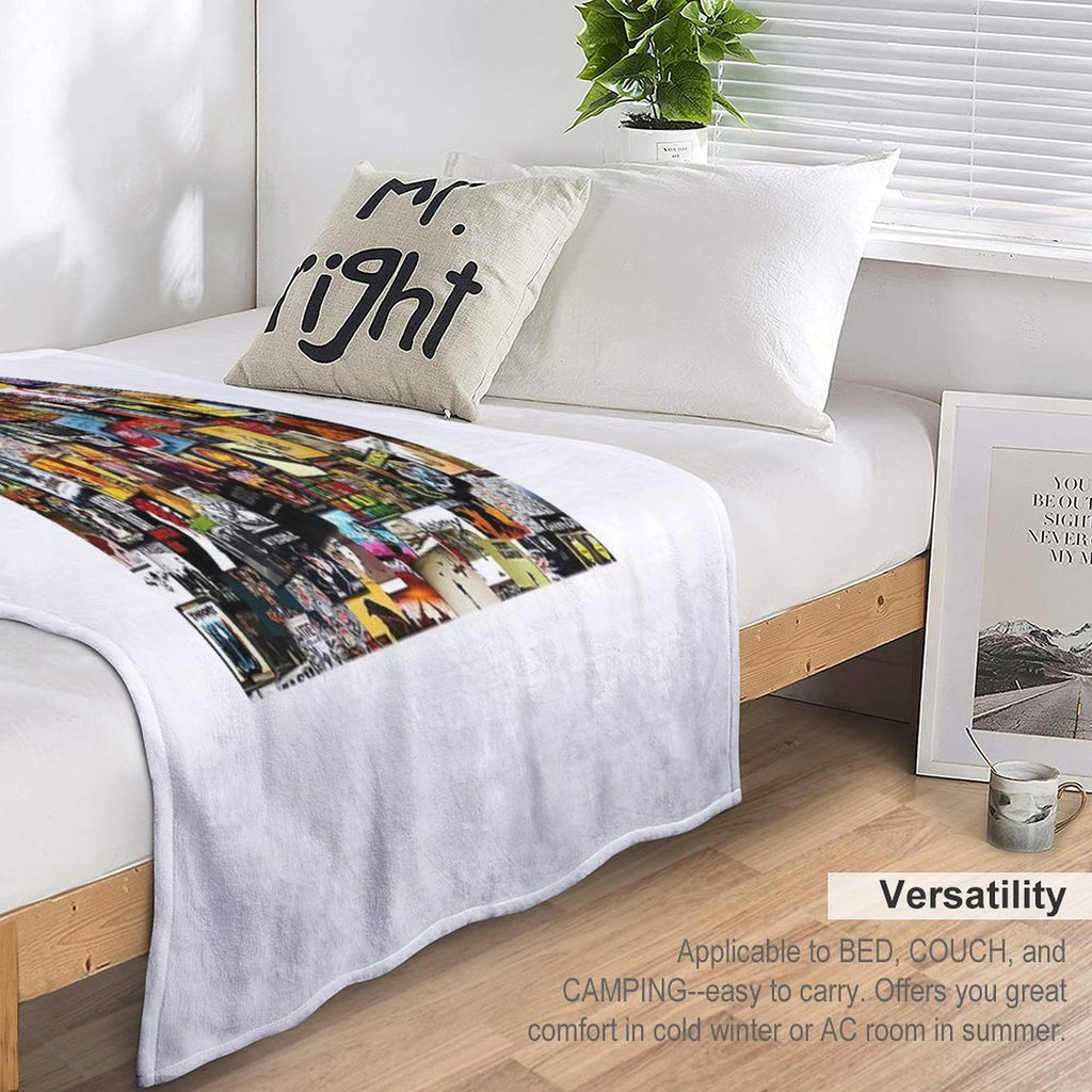 Album Collage Music Rock Versatility Throw Blanket