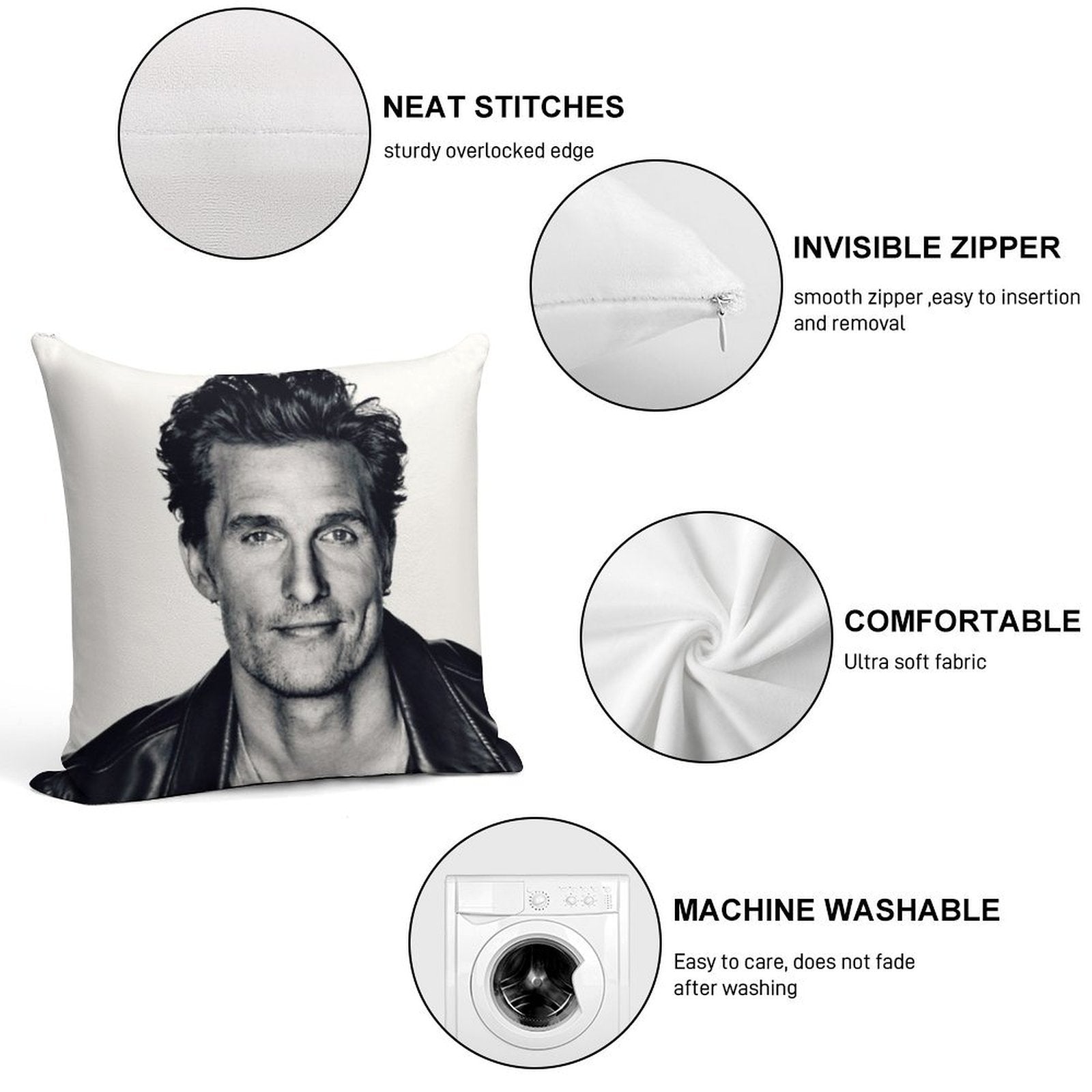 Matthew McConaughey Soft High-Density Material Throw Pillow