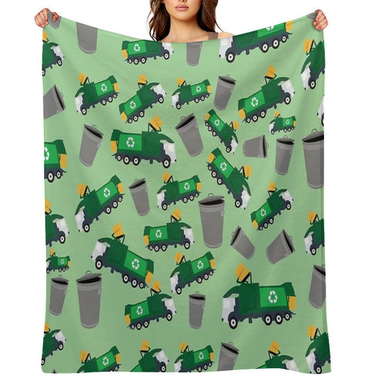 Recycling Garbage Truck Pattern Durable Throw Blanket