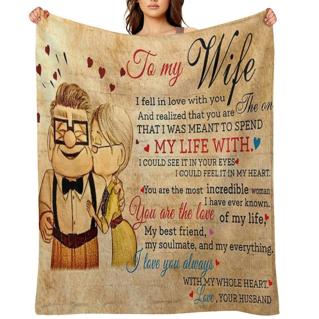 Carl And Ellie To My Wife I Love You Always With My Whole Heart, Valentines Gift For Wife Premium Throw Blanket