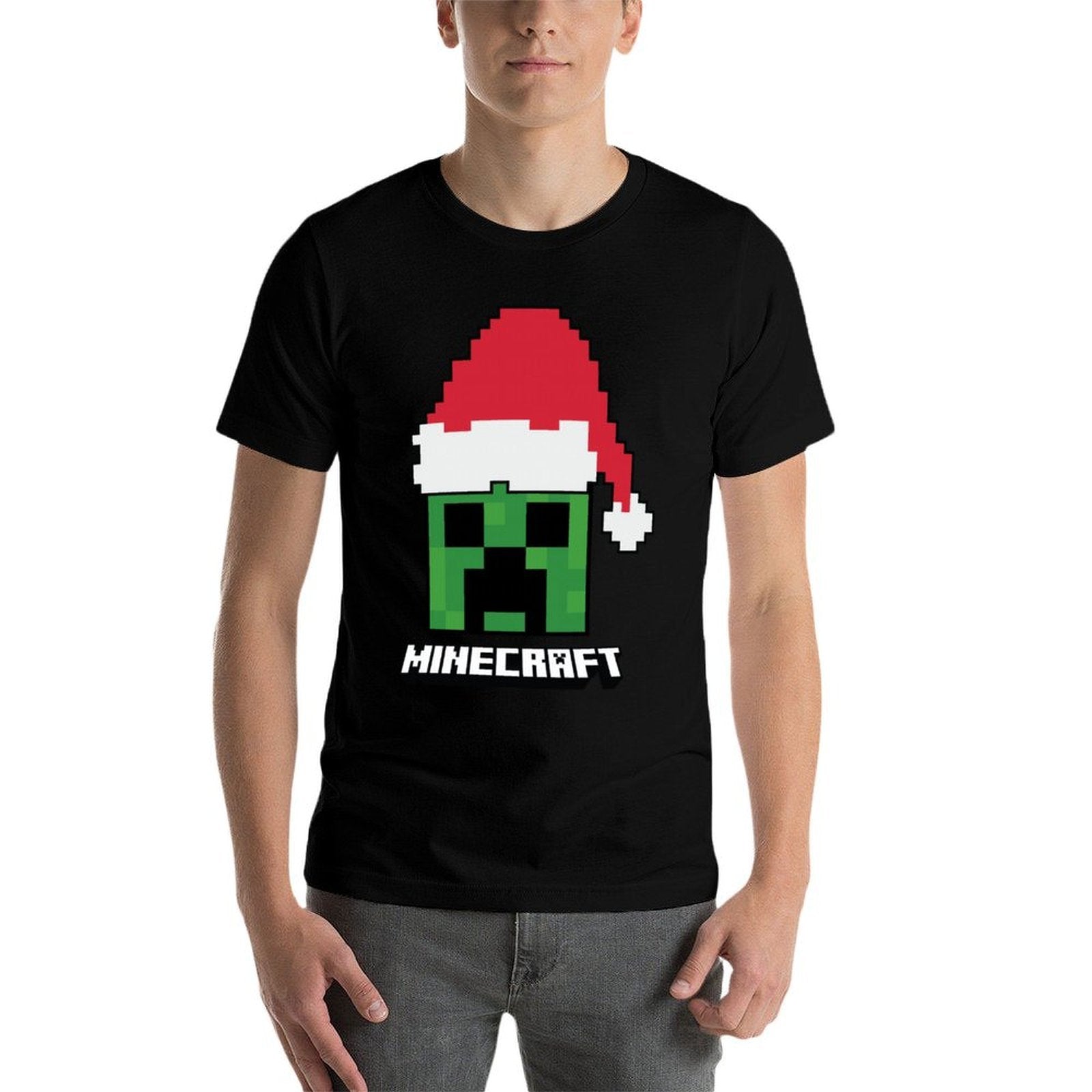 Minecraft Christmas Creeper Santa Hat  Lightweight T-Shirt