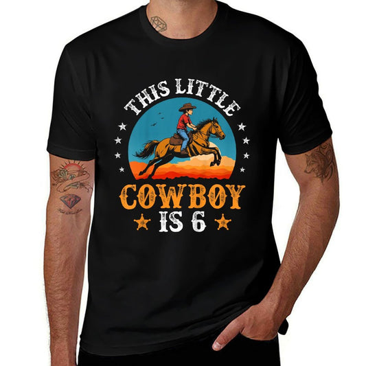 Kids Cowboy 6th Birthday Boys 6 Year Old Rodeo Horse Riding  Moisture-wicking T-Shirt