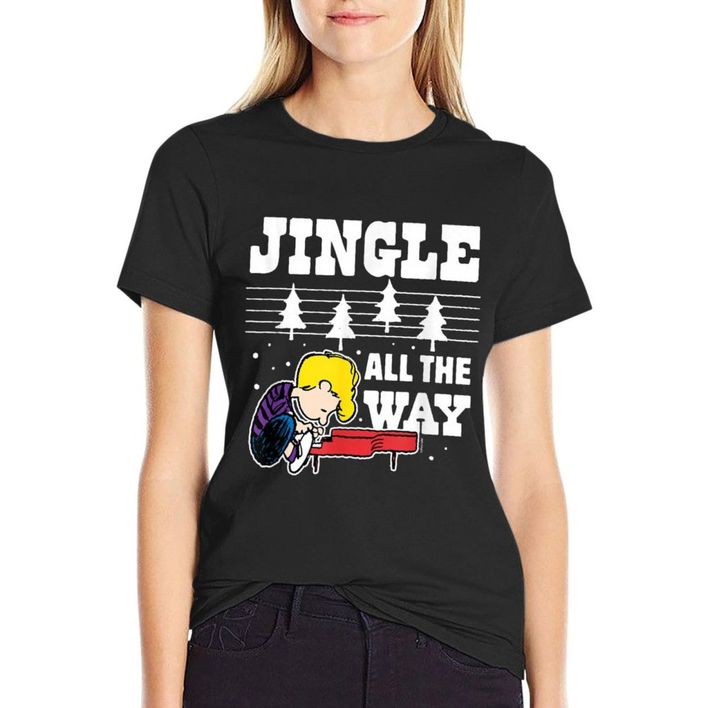Peanuts - Schroeder Christmas Piano Jingle All The Way  Oversized Silhouette T-Shirt